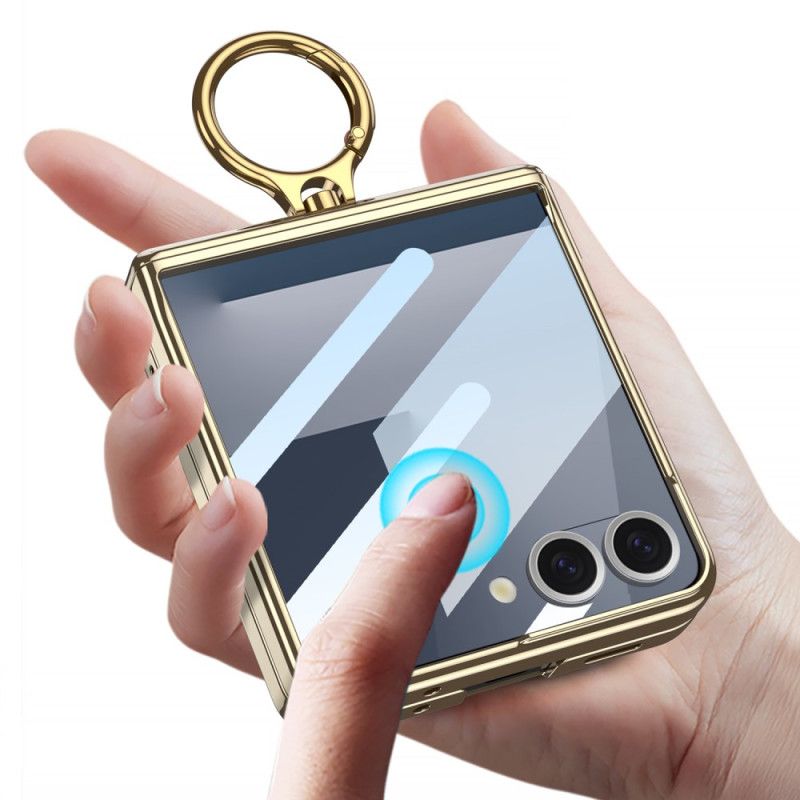 Deksel Til Samsung Galaxy Z Flip 7 Gjennomsiktig Med Stativ Og Magnetisk Beskyttelse Gkk