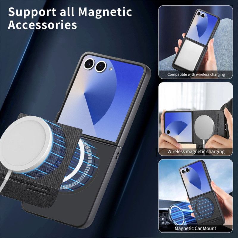 Deksel Til Samsung Galaxy Z Flip 7 Magsafe-kompatibel Denimteksturert Skinn