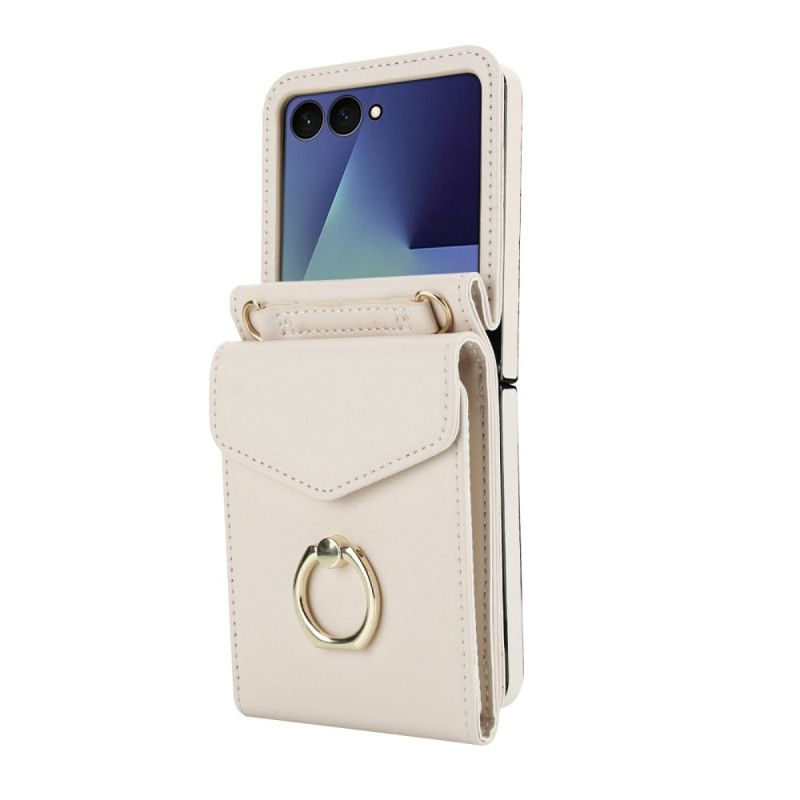 Deksel Til Samsung Galaxy Z Flip 7 Vattert Lommebok Og Rem