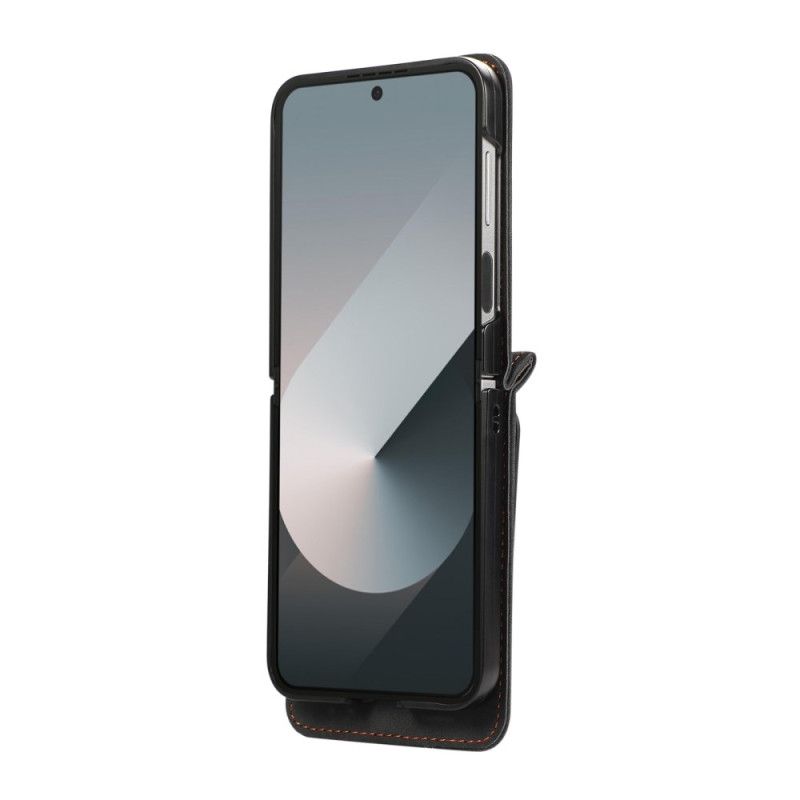 Etui Samsung Galaxy Z Flip 7 Kortholder Og Skulderstropp I Skinneffekt