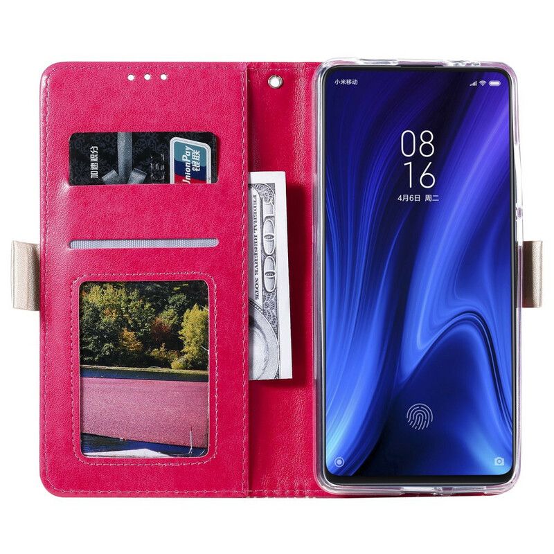 Lærdeksel Til Xiaomi Mi 9T / Mi 9T Pro Med Kjede Myntveske Med Blonder