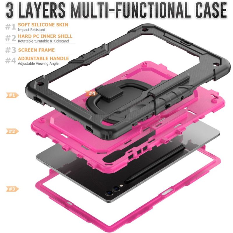 Deksel Samsung Galaxy Tab S10 Plus Mobildeksel Ultramotstandsdyktig Beskyttelse Med Pekepennholder Og Skulderstropp