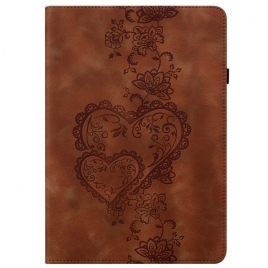 Etui Samsung Galaxy Tab S10 Plus Hjerter Med Semsket Skinneffekt