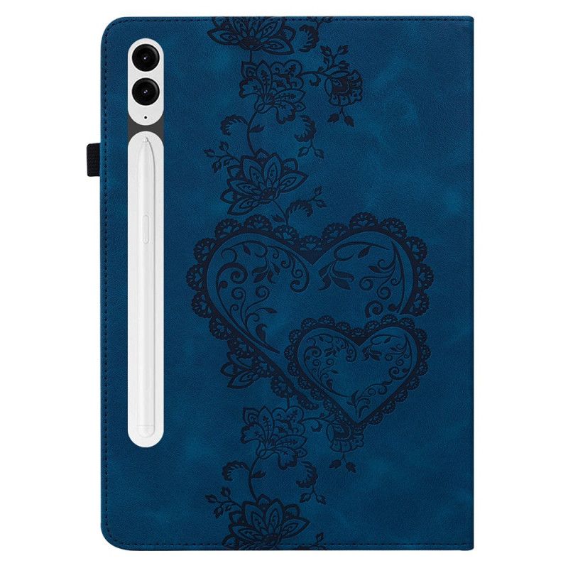 Etui Samsung Galaxy Tab S10 Plus Hjerter Med Semsket Skinneffekt