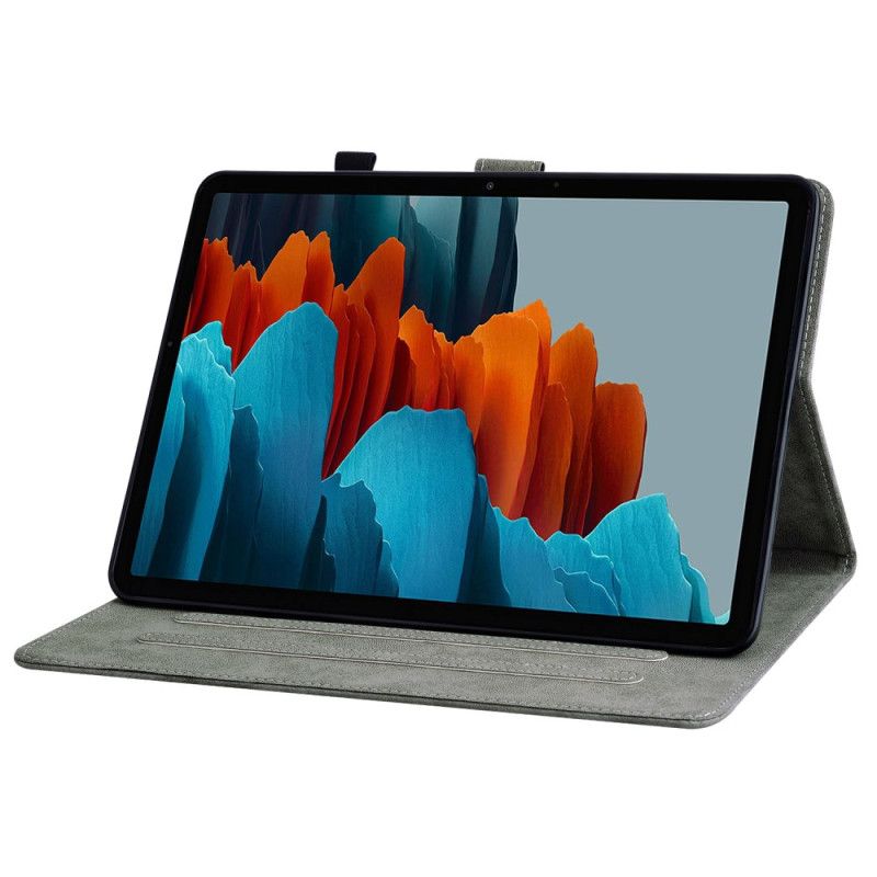 Folio Deksel Samsung Galaxy Tab S10 Plus Liten Tiger Med Semsket Skinneffekt