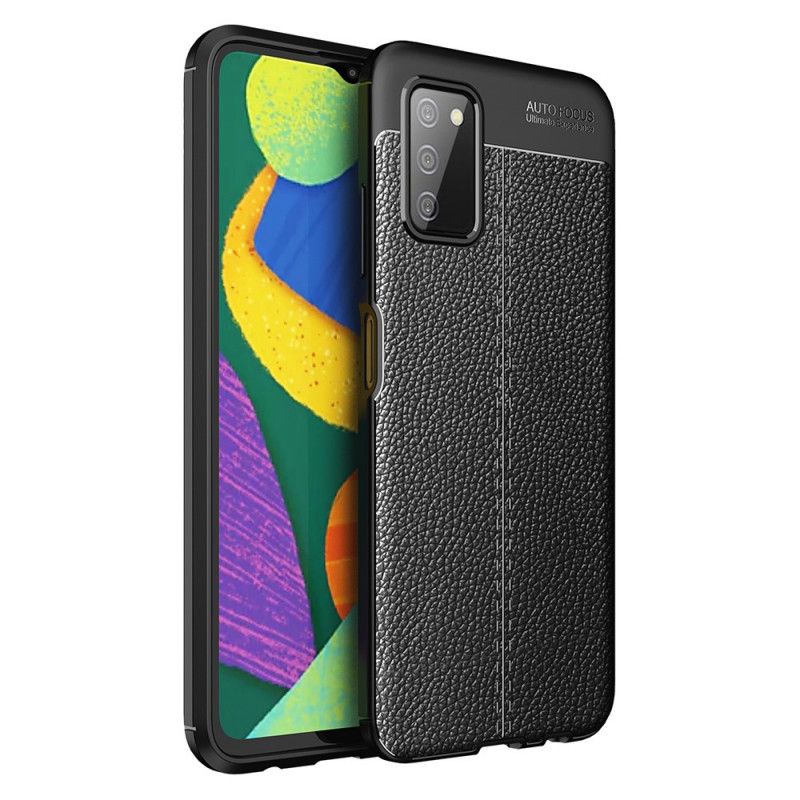 Deksel Til Samsung Galaxy A03s Dobbellinje Litchi-skinneffekt