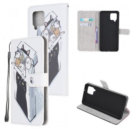 Folio Deksel Til Samsung Galaxy A22 4G Med Kjede Thong Cat Levering
