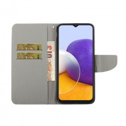 Folio Deksel Til Samsung Galaxy A22 4G Sommerfugler Og Tulipaner