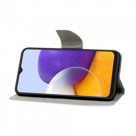 Folio Deksel Til Samsung Galaxy A22 4G Tiger Med Snor