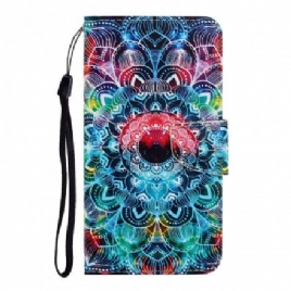 Lærdeksel Til Samsung Galaxy A22 4G Med Kjede Flashy Strappy Mandala