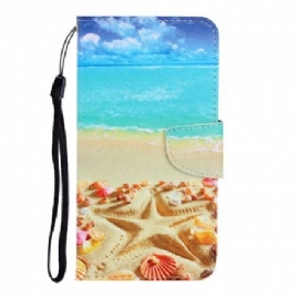 Lærdeksel Til Samsung Galaxy A22 4G Med Kjede Thong Beach