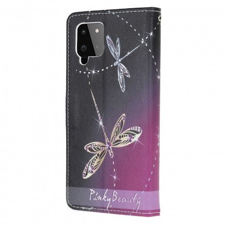 Lærdeksel Til Samsung Galaxy A22 4G Med Kjede Thong Dragonflies