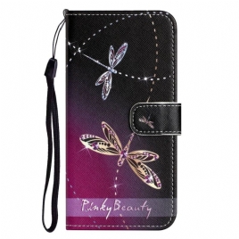 Folio Deksel Til OnePlus 10T 5G Med Kjede Thong Dragonflies