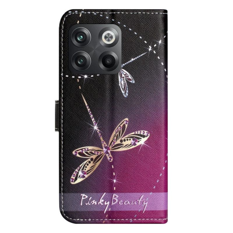 Folio Deksel Til OnePlus 10T 5G Med Kjede Thong Dragonflies