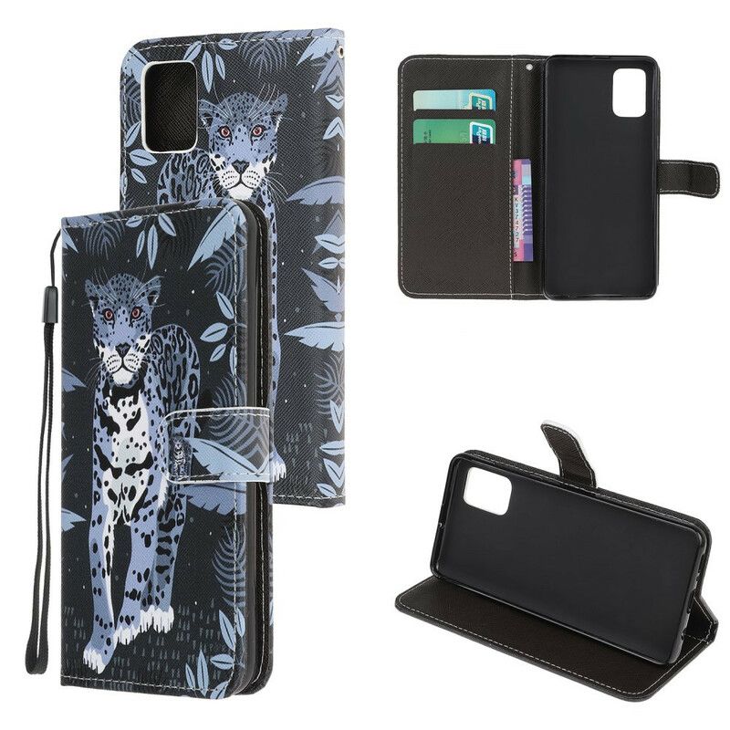 Folio Deksel Til Samsung Galaxy A31 Med Kjede Thong Leopard