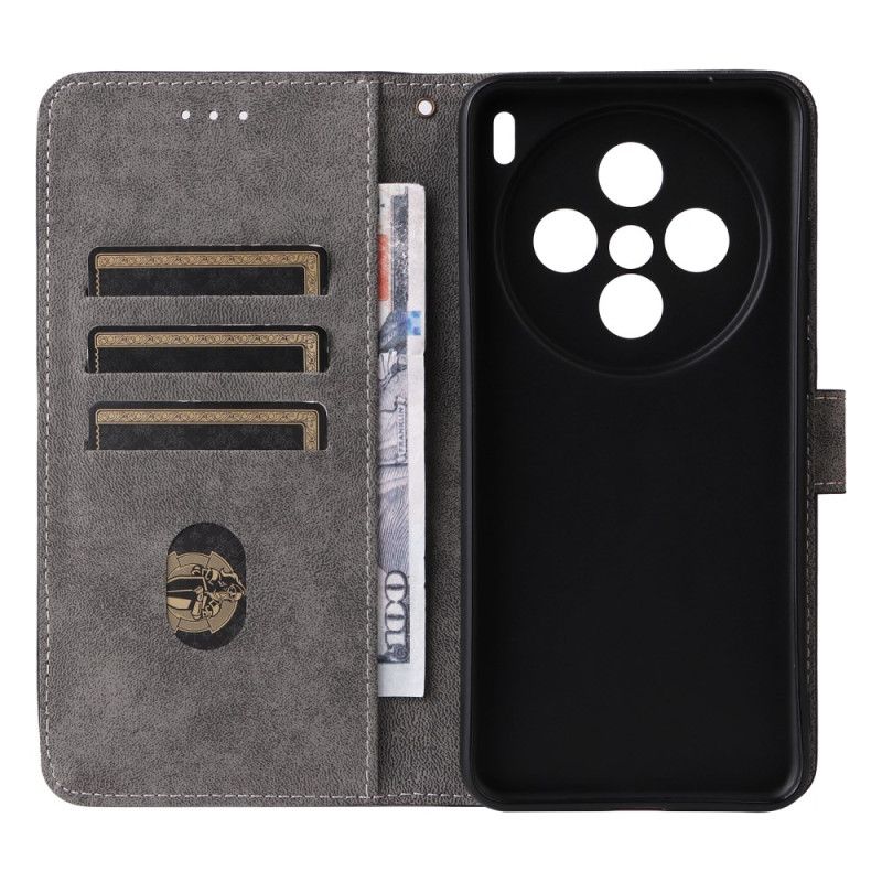 Lærdeksel Folio Deksel Vivo X200 Semsket Skinneffekt Med Stropp