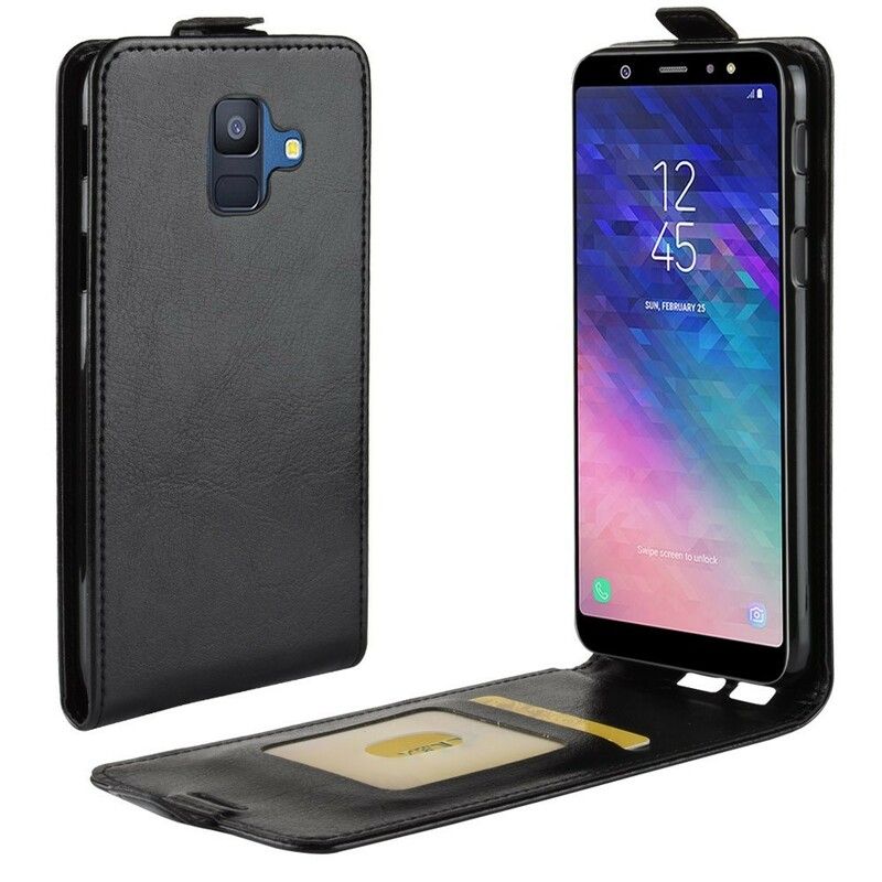 Folio Deksel Til Samsung Galaxy A6 Lærdeksel Brettbar Skinneffekt