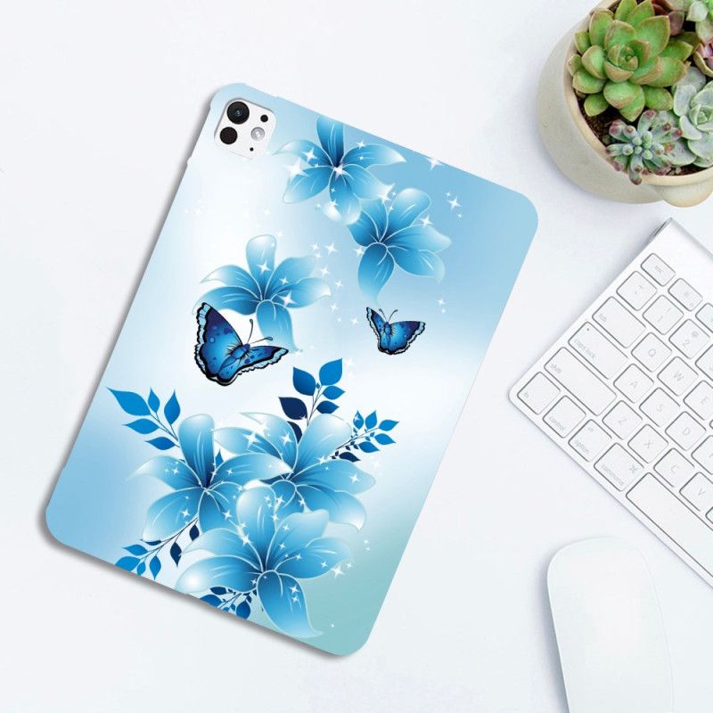 Deksel iPad Pro 13 (2025) Blå Sommerfugler Beskyttelse Deksel