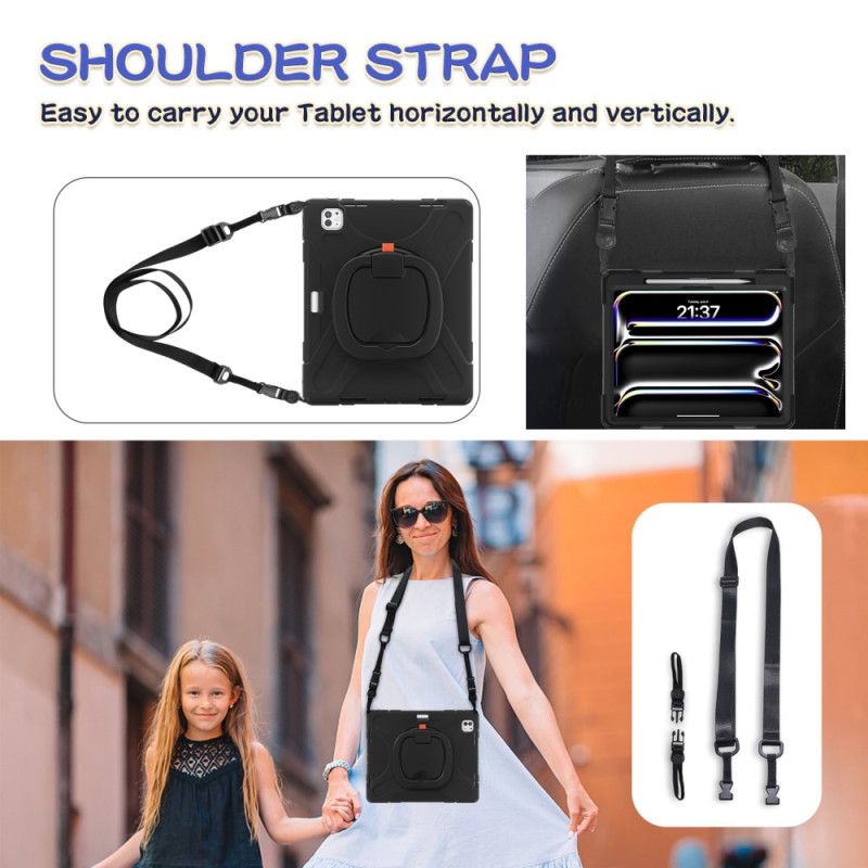 Deksel iPad Pro 13 (2025) Mobildeksel Ringholder Og Justerbar Skulderstropp