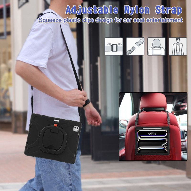 Deksel iPad Pro 13 (2025) Mobildeksel Ringholder Og Justerbar Skulderstropp