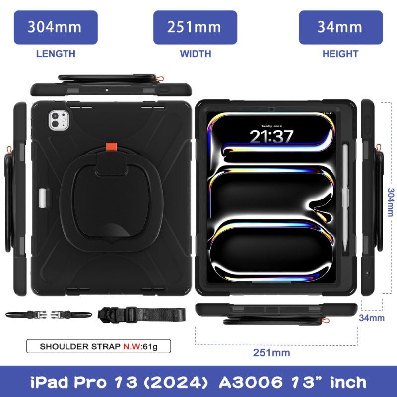Deksel iPad Pro 13 (2025) Mobildeksel Ringholder Og Justerbar Skulderstropp