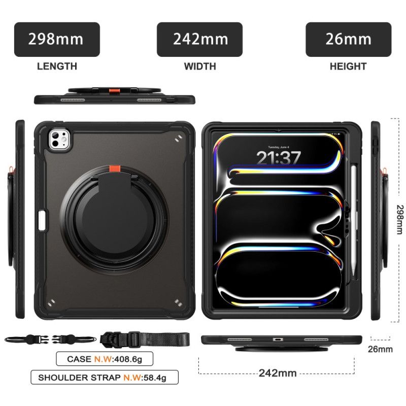 Deksel iPad Pro 13 (2025) Roterende Stativ Og Skulderstropp
