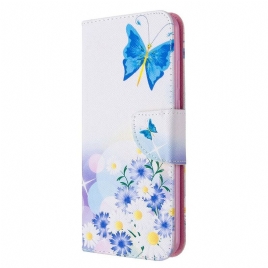 Folio Deksel Til Huawei Y6p Malede Sommerfugler Og Blomster