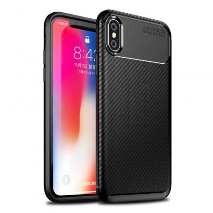 Deksel Til iPhone X / XS Fleksibel Karbonfibertekstur