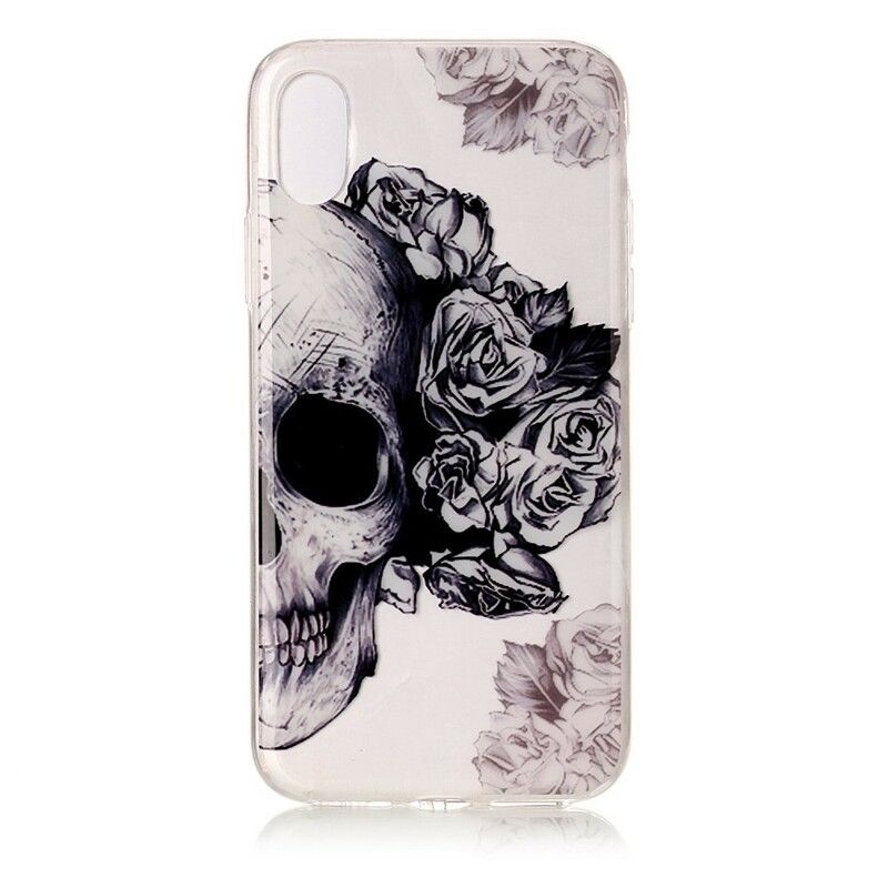 Deksel Til iPhone X / XS Transparent Blomsterhodeskalle