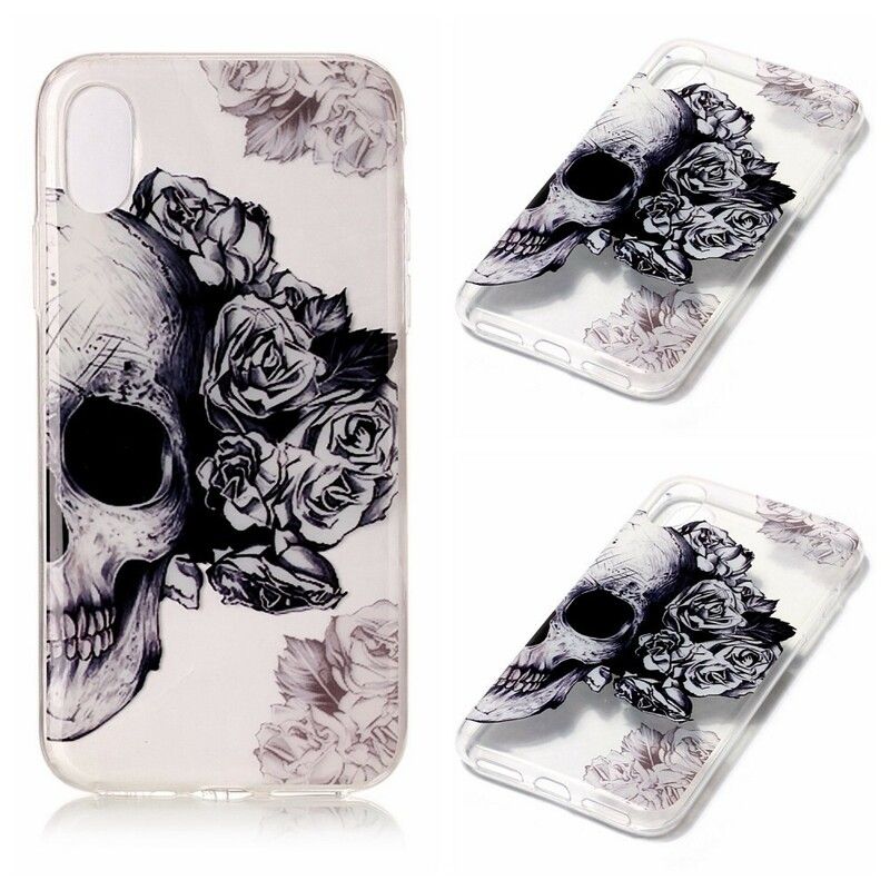 Deksel Til iPhone X / XS Transparent Blomsterhodeskalle