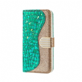 Folio Deksel Til iPhone X / XS Croc-diamanter