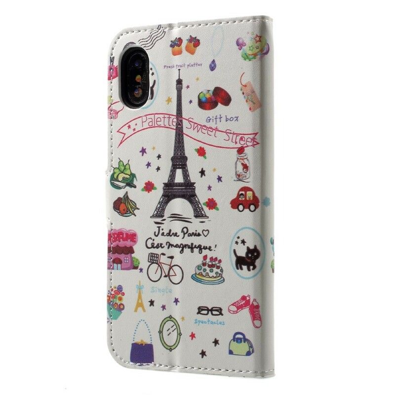 Folio Deksel Til iPhone X / XS Jeg Elsker Paris