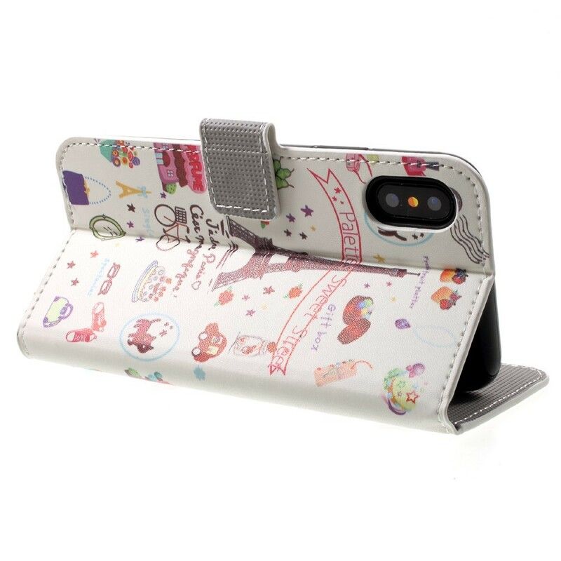 Folio Deksel Til iPhone X / XS Jeg Elsker Paris