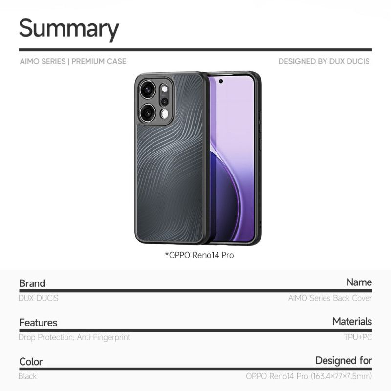 Deksel Oppo Reno 14 Pro 5g Aimo-serien Dux Ducis