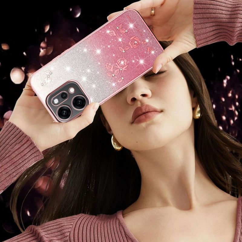 Deksel Til Oppo Reno 14 Pro 5g Blomster Og Strass