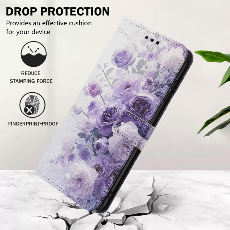 Folio Deksel Oppo Reno 14 Pro 5g Lilla Roser
