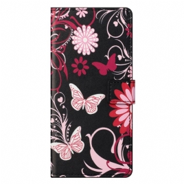 Lærdeksel Til OnePlus Nord CE 2 5G Blomster Og Sommerfugler
