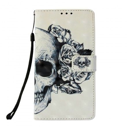 Folio Deksel Til Samsung Galaxy S10e Blomsterskalle