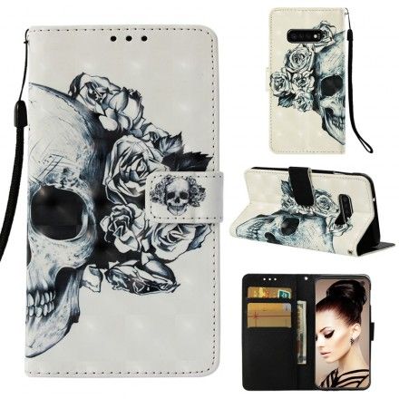 Folio Deksel Til Samsung Galaxy S10e Blomsterskalle