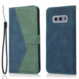 Folio Deksel Til Samsung Galaxy S10e Tofarget Kunstskinntrekant