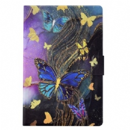Folio Deksel Samsung Galaxy Tab S11 Gyldne Og Fargerike Sommerfugler