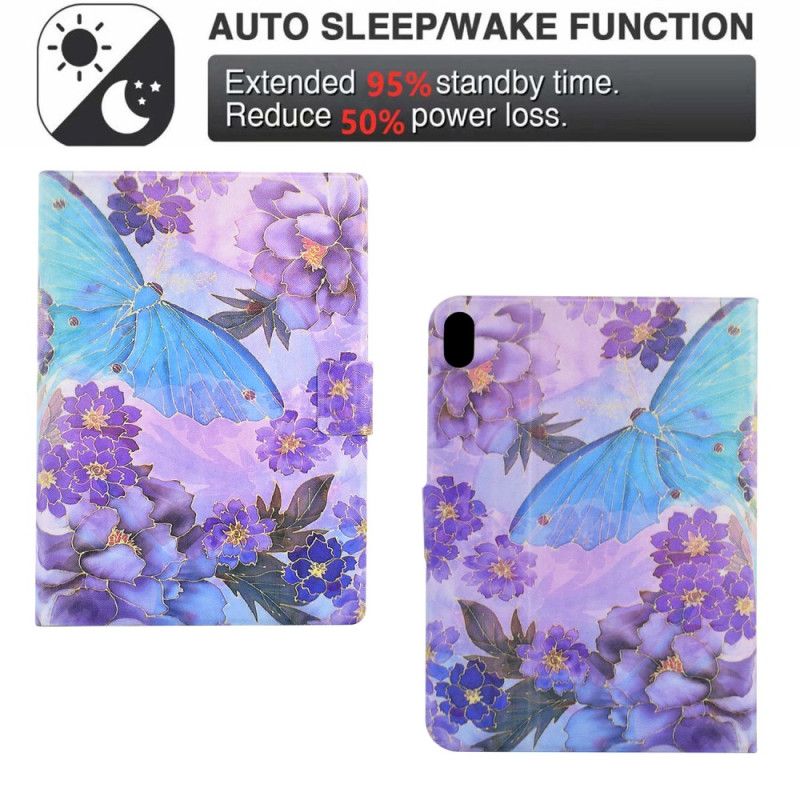 Folio Deksel Samsung Galaxy Tab S11 Peoner Og Sommerfugler Beskyttelse Deksel
