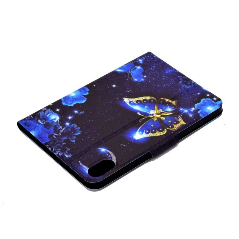 Folio Deksel Til Samsung Galaxy Tab S11 Blå Og Gull Sommerfugl