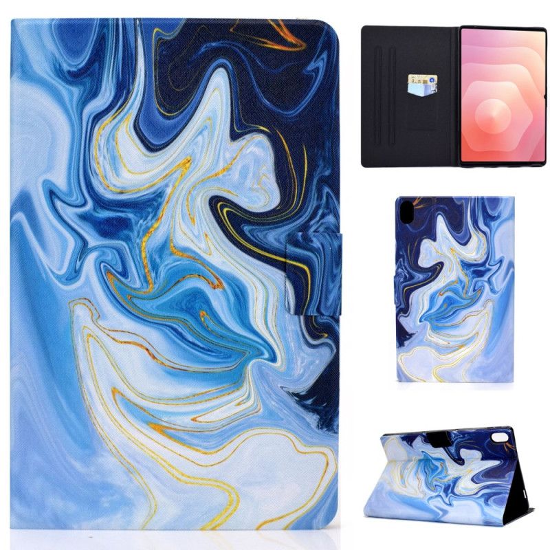 Lærdeksel Folio Deksel Samsung Galaxy Tab S11 Blå Marmor