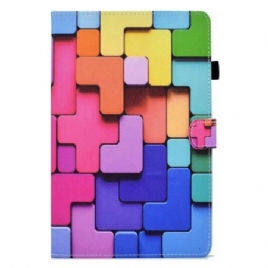 Lærdeksel Folio Deksel Samsung Galaxy Tab S11 Mobildeksel Fargede Firkanter