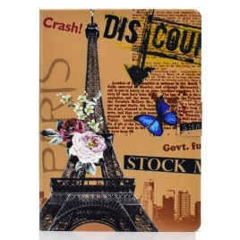 Folio Deksel Til iPad Air (2022) Eiffeltårnet Med Blomster