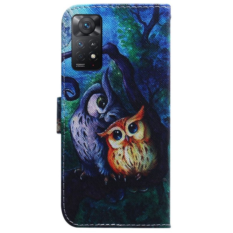 Folio Deksel Til Xiaomi Redmi Note 11 Pro 4G / 5G Maling Av Ugler