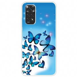 Mobildeksel Til Xiaomi Redmi Note 11 Pro 4G / 5G Blå Sommerfugler