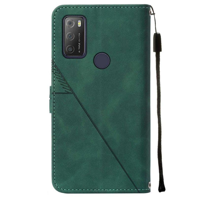 Folio Deksel Til Alcatel 1S / 3L (2021) Med Kjede Stropppyramidedesign