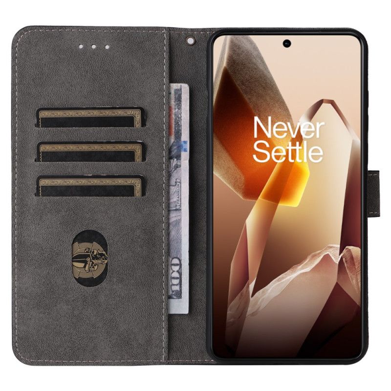 Folio Deksel Oneplus 13 Semsket Skinneffekt Med Rfid-beskyttelse